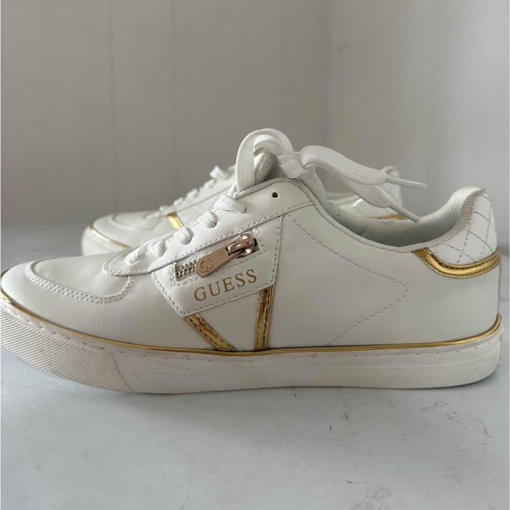Guess White Sneakers with Gold Details